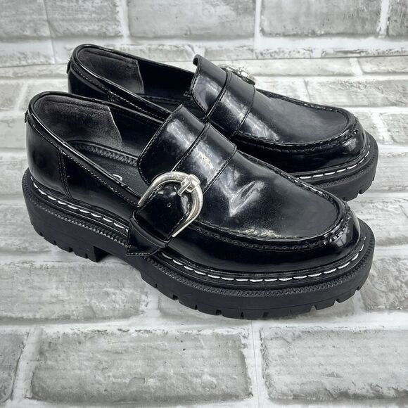 Sam Edelman Black Loafers with Silver Buckle - Picture 13 of 13